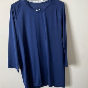 NY Yankee Blue 3/4 sleeve Dri-Fit Baseball Shirt Large